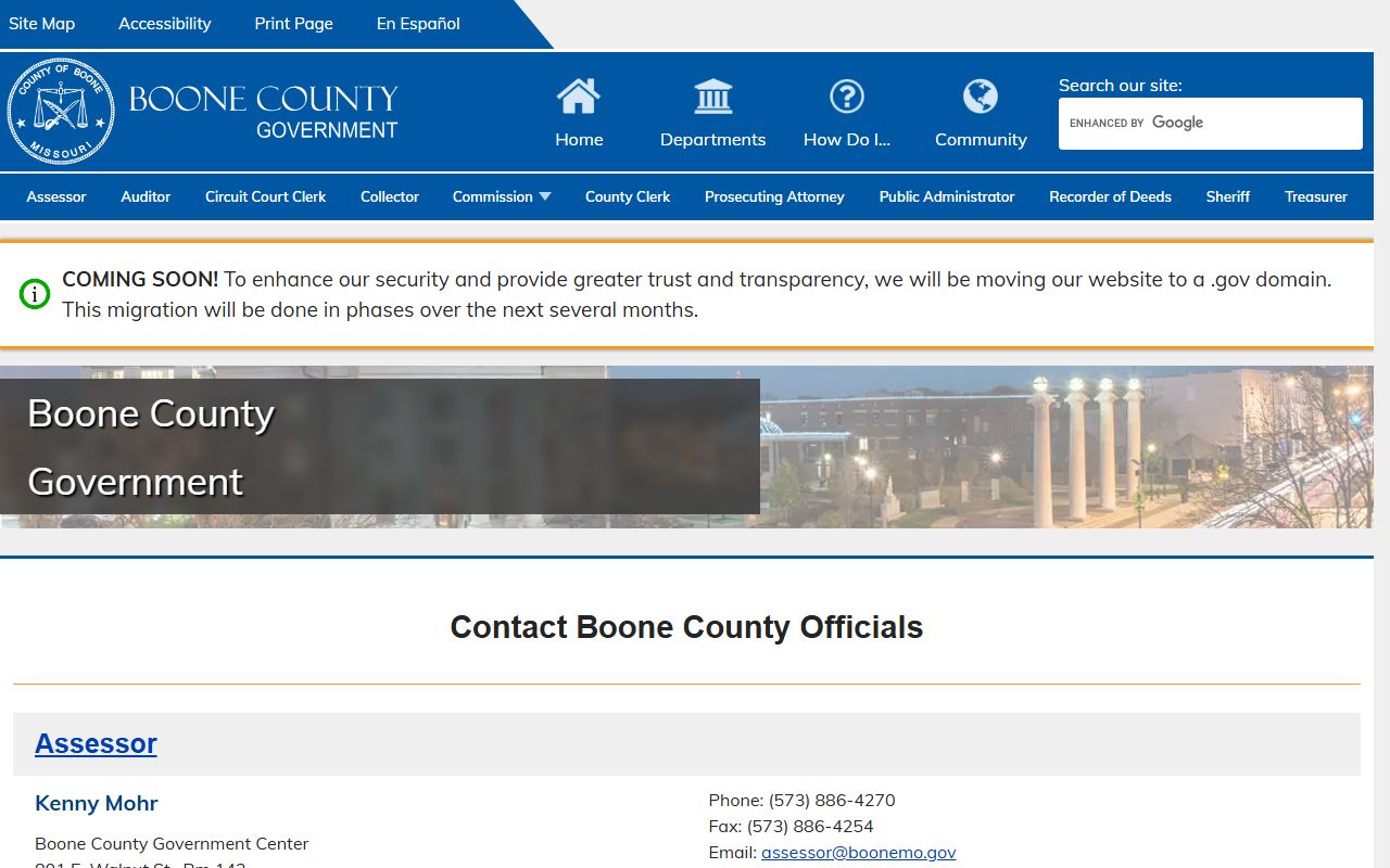 Boone County Circuit Court Clerk official contact records