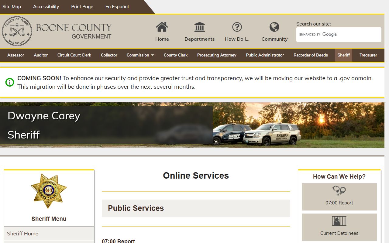Boone County arrest records sheriff online services
