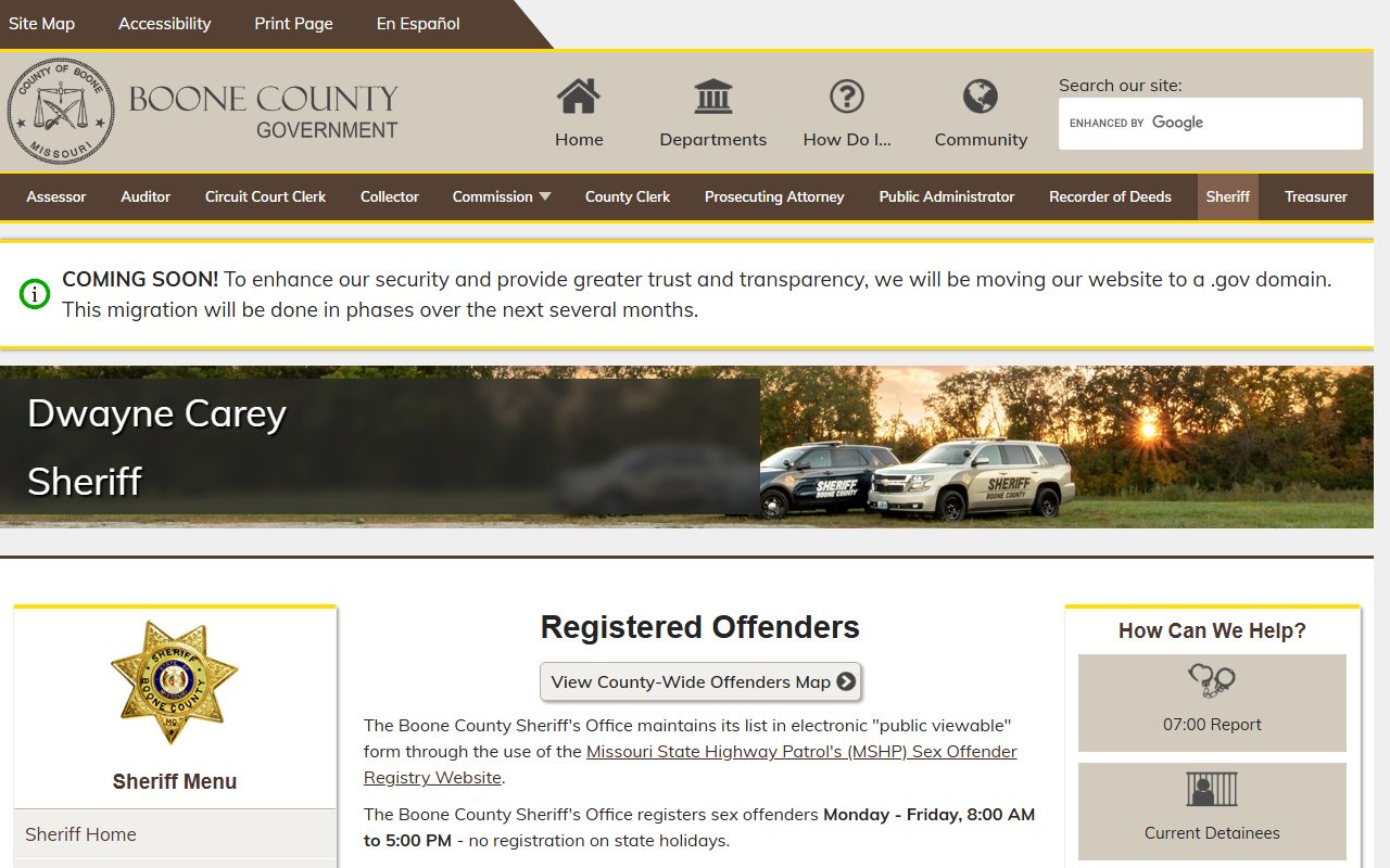 Boone County arrest records registered offender resource