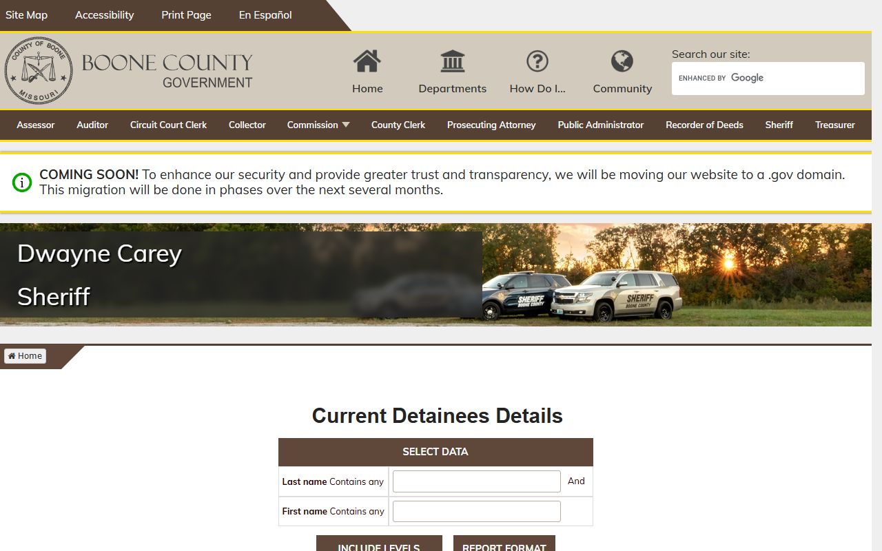 Boone County arrest records detainee charge details