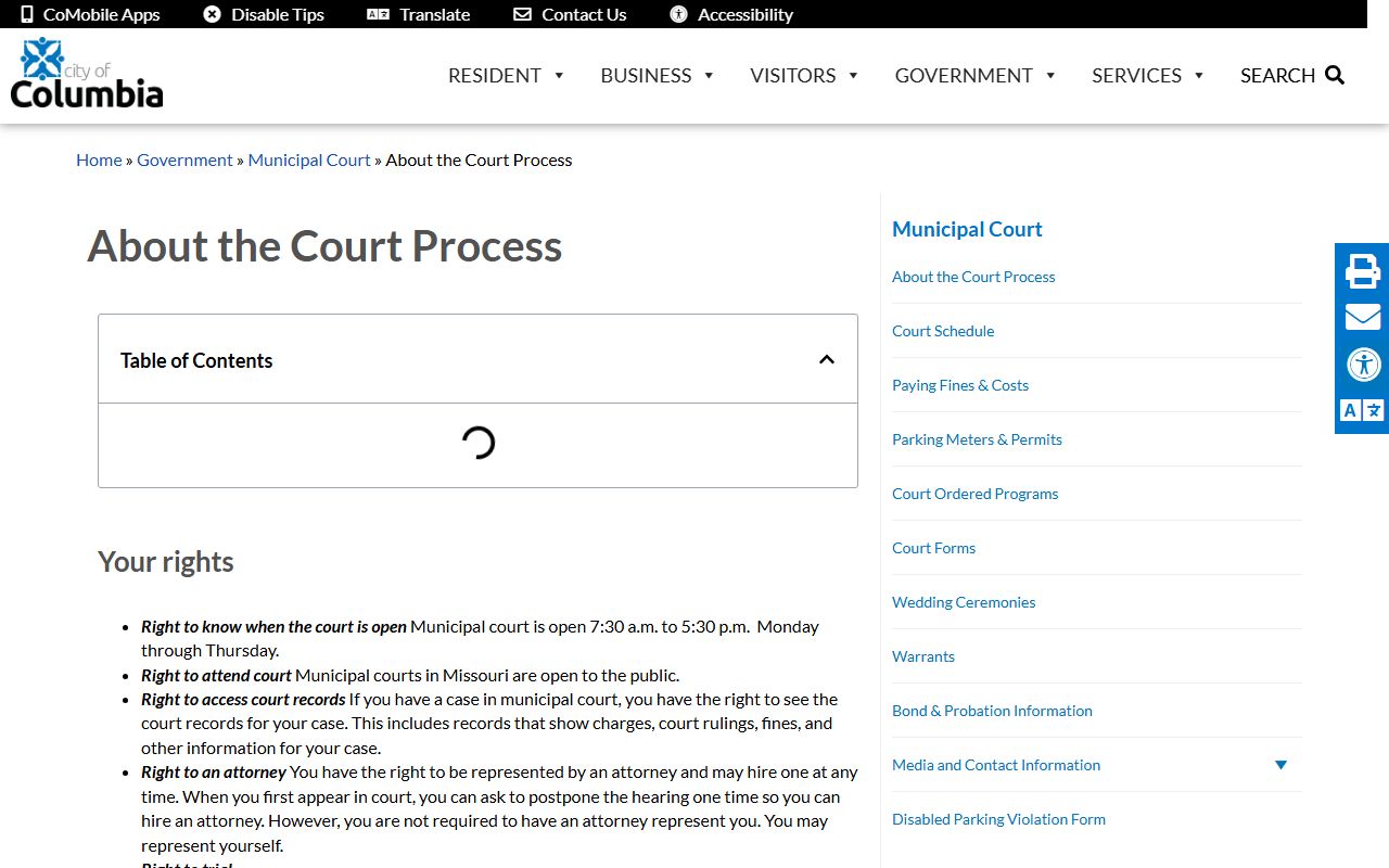 Boone County court dockets Columbia Municipal Court process