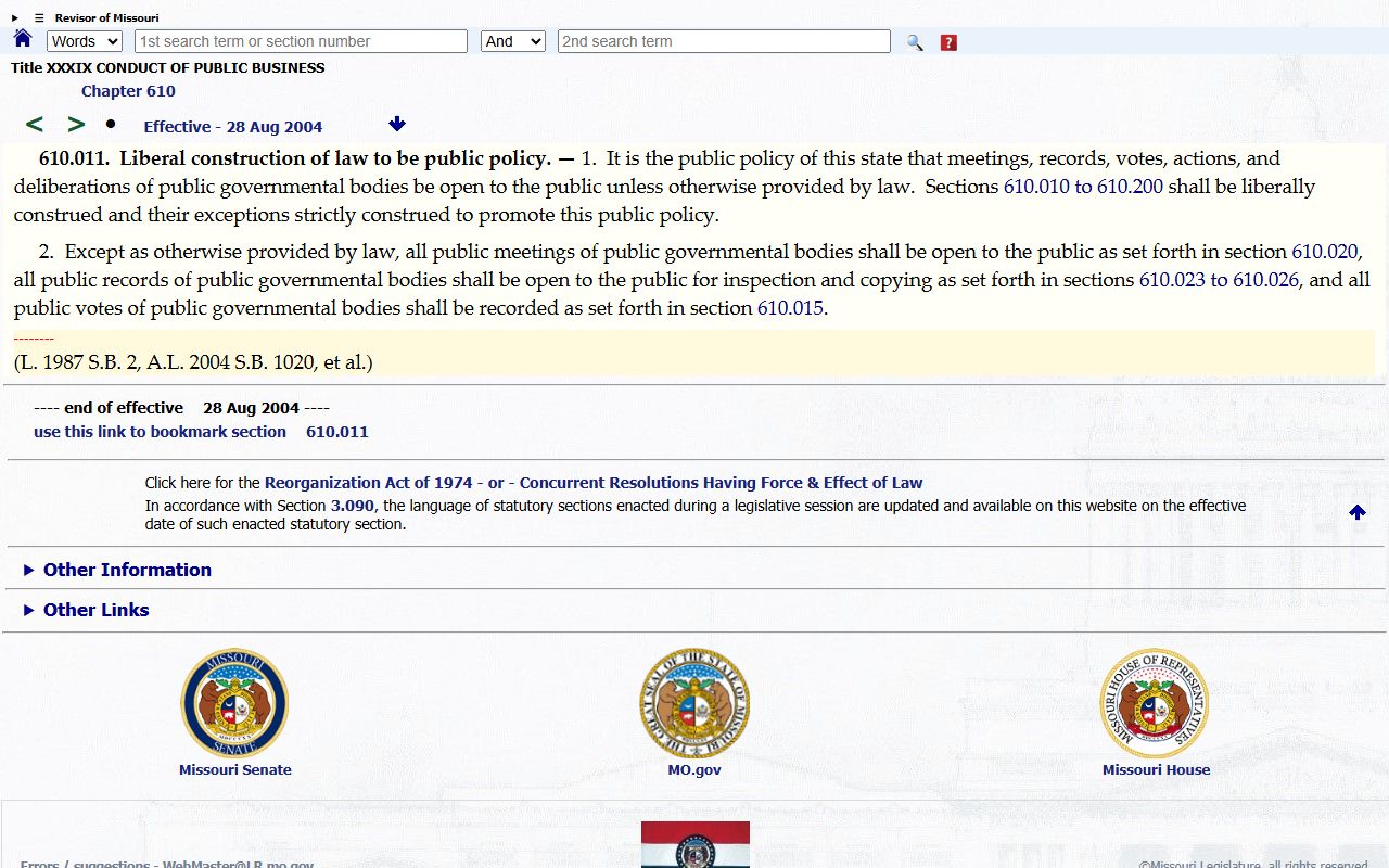 Boone County court records Missouri open records statute