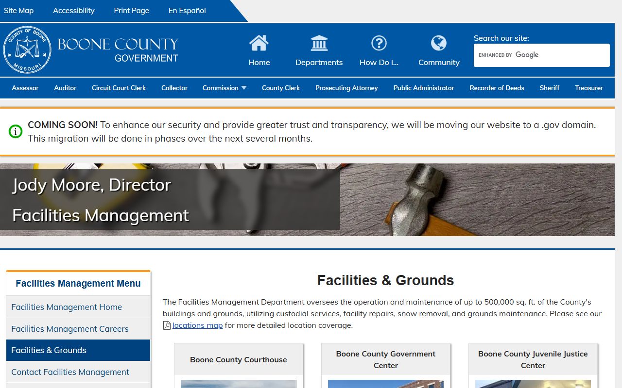 Boone County court records courthouse facilities and grounds