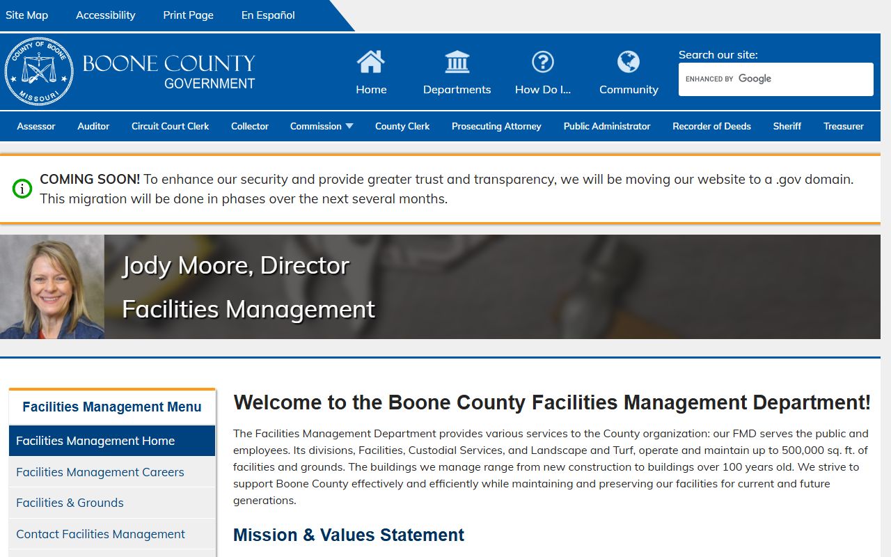 Boone County court records facilities page