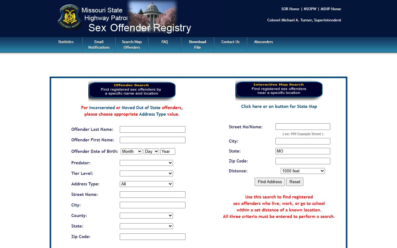 Boone County inmate records MSHP sex offender registry search