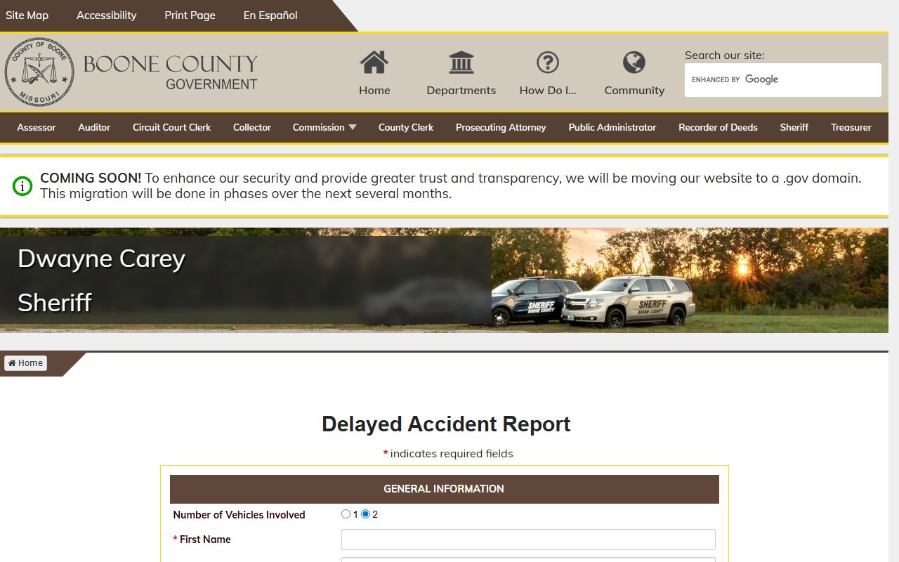 Boone County traffic court records delayed accident report form